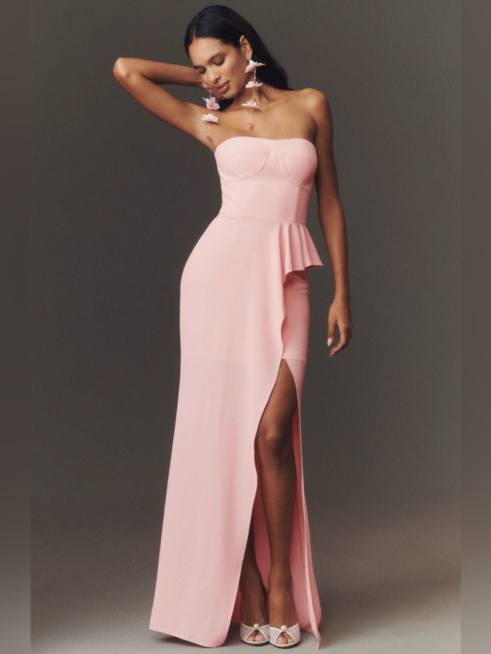 NWT Dress The Population Strapless Pink Peplum Gown